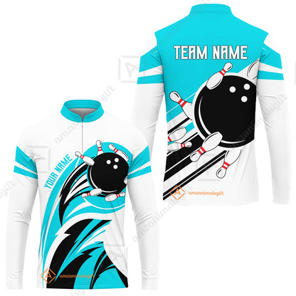 Custom Bowling Team Jersey, Bowling Player Jersey Multicolor Polo Quarter-Zip Shirts, Custom Bowling Uniforms Jerseys