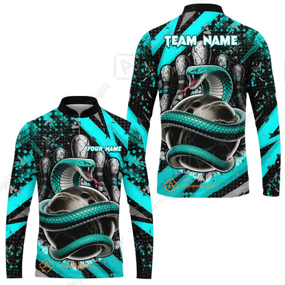 Custom Bowling Team Shirt, Bowling with King Cobra Multicolor, Bowling uniforms, King Cobra Bowling Shirt Personalized Name And Team Name