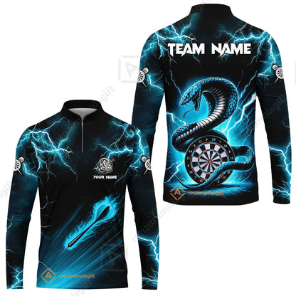 Customized Darts Long Sleeve Jersey, Darts Thunder Lightning Custom Cobra Snake Men Dart Multicolor Jersey For Darts Player