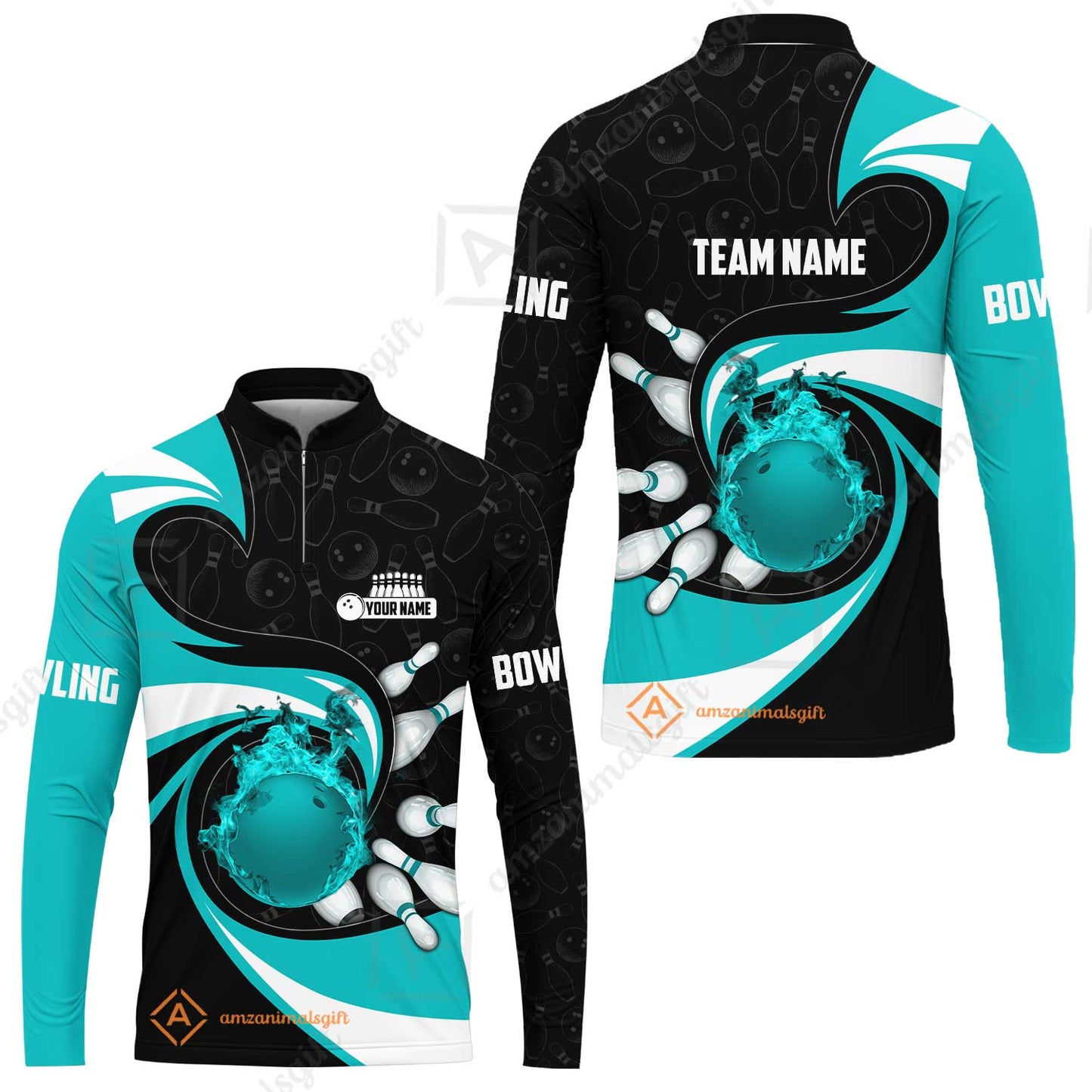 Customized Bowling Jersey Shirt, Bowling Ball And Pins Vortex Pattern Multicolor Customized Name And Team Name For Bowling Team