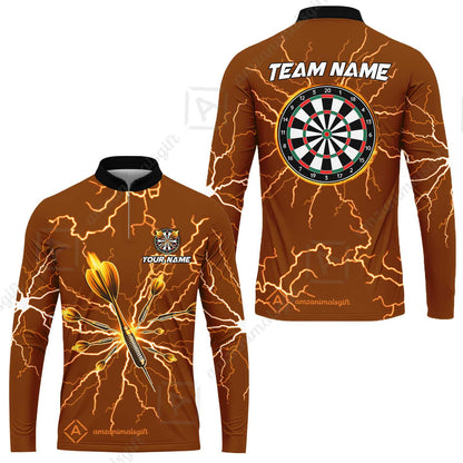 Custom Thunder Lightning Darts Quarter Men Polo Team Shirts,  Custom Darts Team Jerseys Uniform, Personalized Name And Team Name