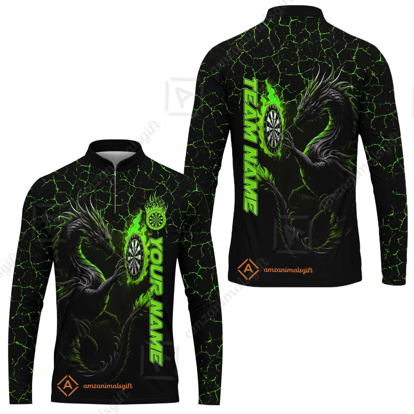 Customized Darts Long Sleeve Jersey, Big Dragon Dartboard Flame Darts Team Style Long Sleeve Jersey for Players, Jersey for Darts Players