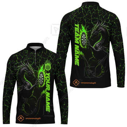 Customized Darts Long Sleeve Jersey, Big Dragon Dartboard Flame Darts Team Style Long Sleeve Jersey for Players, Jersey for Darts Players