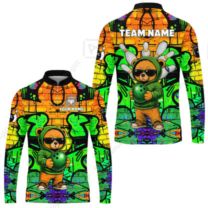 Custom Bowling Jersey Polo Shirt, Urban Street Art Bowling, Custom Bowling Jersey Team Shirt For Players With Name & Team Name