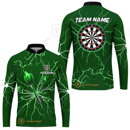 Custom Thunder Lightning Darts Quarter Men Polo Team Shirts,  Custom Darts Team Jerseys Uniform, Personalized Name And Team Name