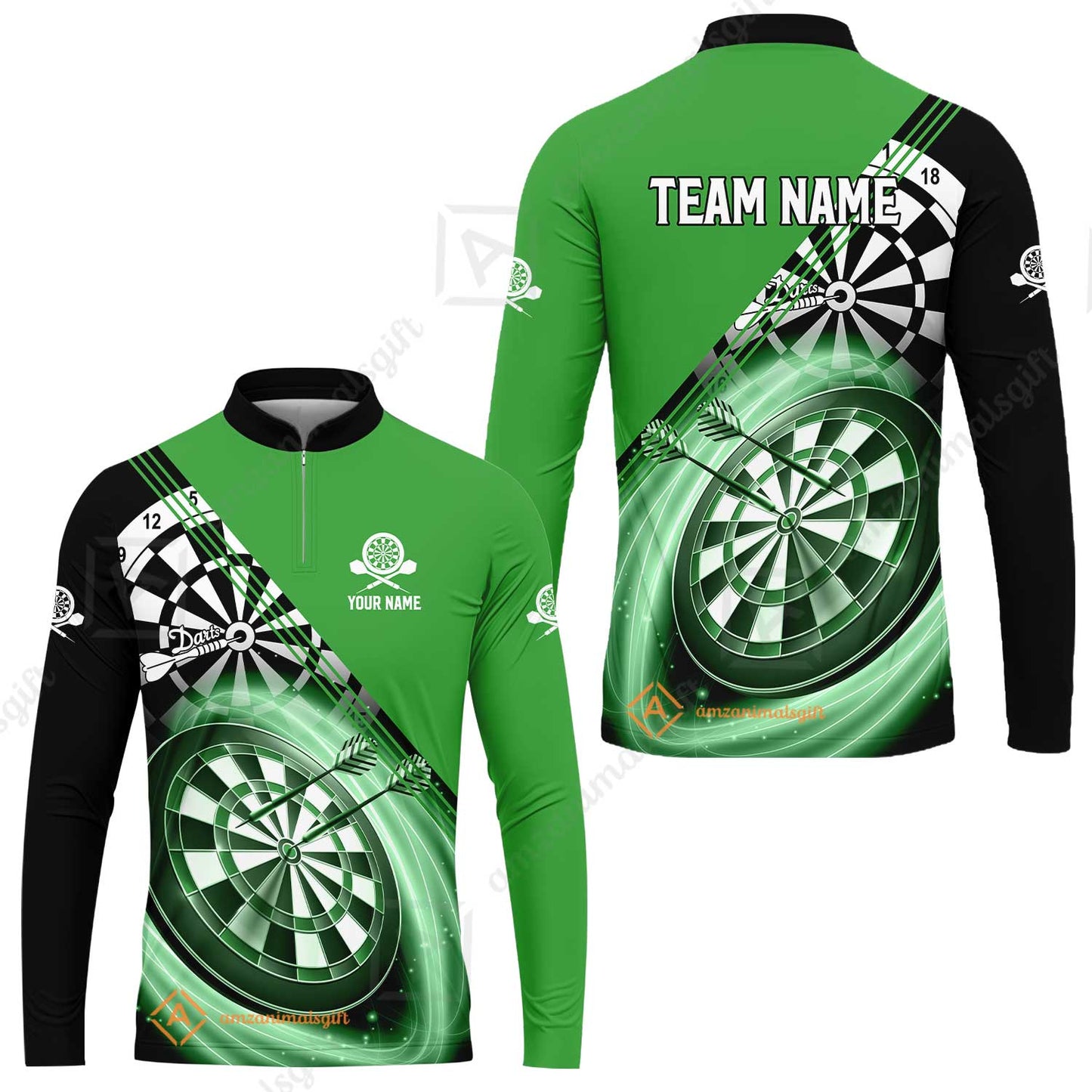 Custom Tailored Darts Team Jersey Polo Quarter-Zip Shirts, Customized Name Team Name Darts Team Jerseys Uniform