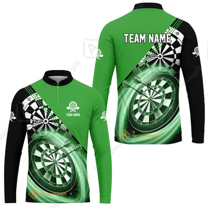 Custom Tailored Darts Team Jersey Polo Quarter-Zip Shirts, Customized Name Team Name Darts Team Jerseys Uniform