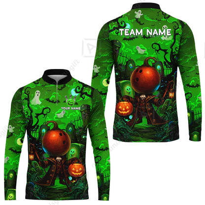 Custom Bowling Jersey Polo Shirt, Halloween Spooky Strike, Custom Bowling Jersey Team Shirt For Players With Name & Team Name