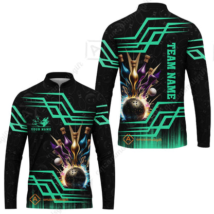 Customized Bowling Unisex Polo, Bowling And Pins Royal Multicolor Option Customized Name And Team Name For Bowling Team