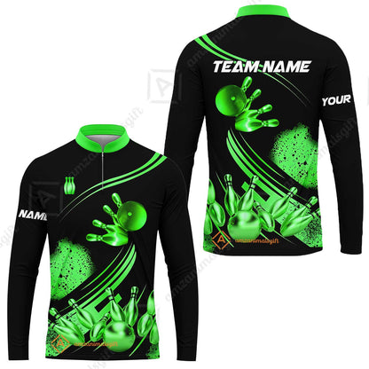 Custom Bowling Team Jerseys Polo Shirts, Bowling Uniforms Ball And Pins Ultimate Golden Multicolor Options Personalized Name And Team Name