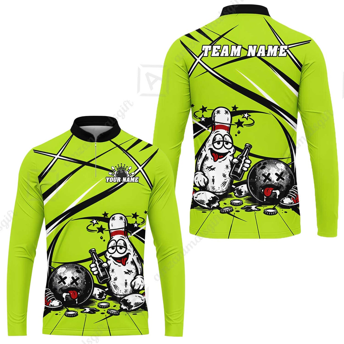 Custom Bowling Jersey Polo Shirt, Drunk Bowling Pin And Ball, Custom Bowling Jersey Team Shirt For Players With Name & Team Name