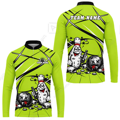 Custom Bowling Jersey Polo Shirt, Drunk Bowling Pin And Ball, Custom Bowling Jersey Team Shirt For Players With Name & Team Name
