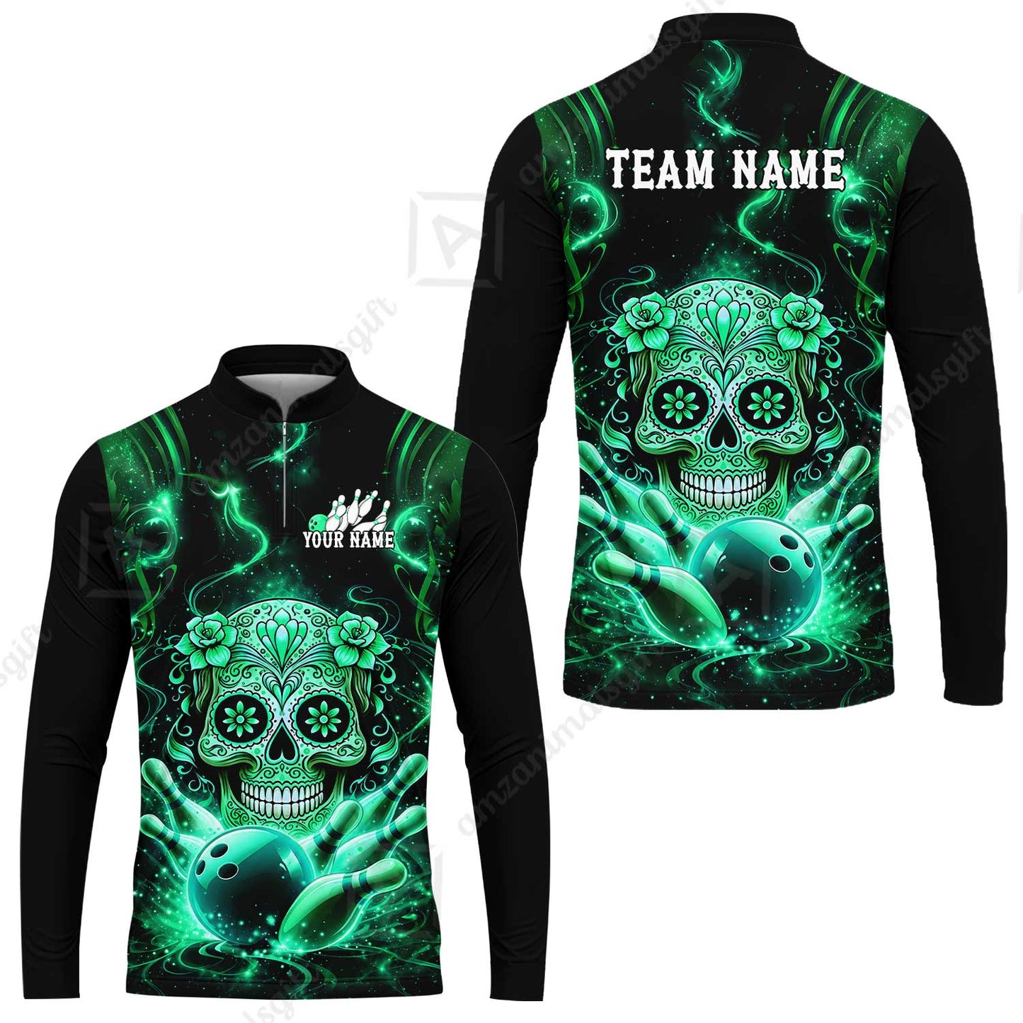 Customized Darts Team Jersey, Sugar Skull Bowler, Personalized Polo Shirt For Players With Name & Team Name