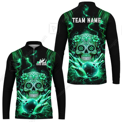 Customized Darts Team Jersey, Sugar Skull Bowler, Personalized Polo Shirt For Players With Name & Team Name