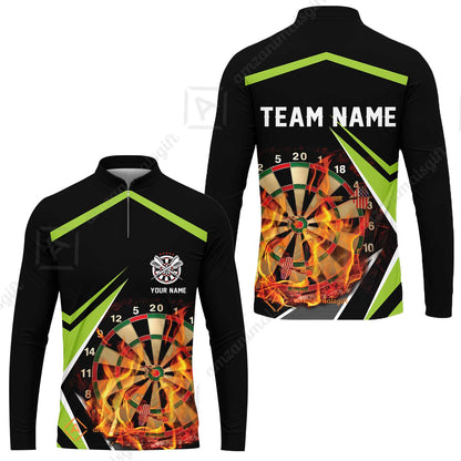 Customized Darts Team Long Sleeve Jersey, Dartboard In Flame Shirt Personalized Name And Team Name For Darts League, Darts Team