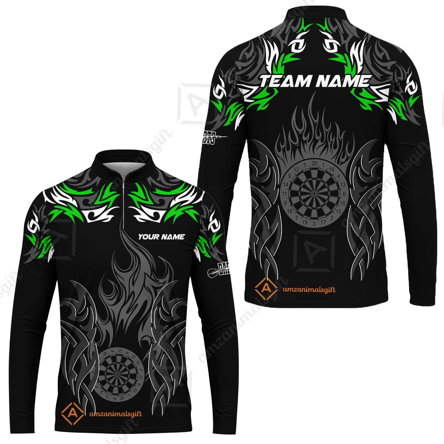 Customized Darts Long Sleeve Jersey, Dartboard Fire Flame Darts Team Style Long Sleeve Jersey for Players, Jersey for Darts Players