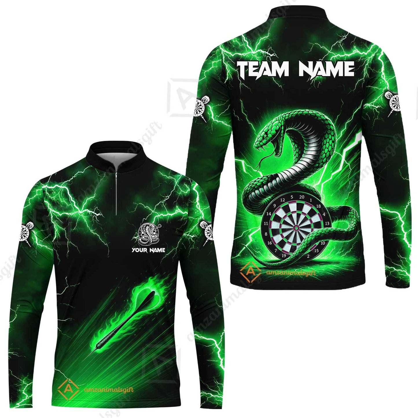 Customized Darts Long Sleeve Jersey, Darts Thunder Lightning Custom Cobra Snake Men Dart Multicolor Jersey For Darts Player