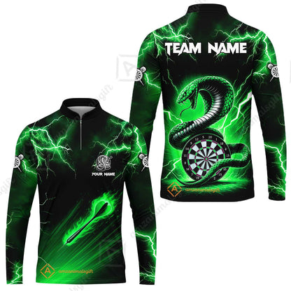 Customized Darts Long Sleeve Jersey, Darts Thunder Lightning Custom Cobra Snake Men Dart Multicolor Jersey For Darts Player