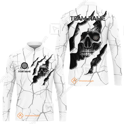 Customized Darts Long Sleeve Jersey, Torn-Up Skull Dartboard Eyes Darts Team Style Long Sleeve Jersey for Players, Jersey for Darts Players