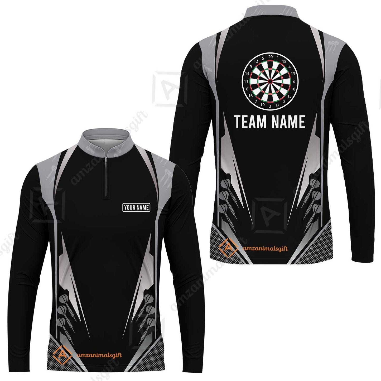 Customized Darts Team Long Sleeve Jersey, Dartboard Center Multicolor Option With Personalized Name And Team Name