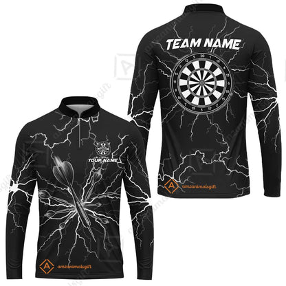 Custom Thunder Lightning Darts Quarter Men Polo Team Shirts,  Custom Darts Team Jerseys Uniform, Personalized Name And Team Name