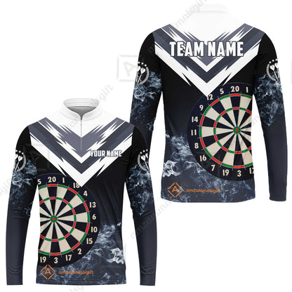 Custom Smoke Multi-Color Darts Quarter-Zip Team Shirts, Customized Name Team Name Darts Team Jerseys Uniform