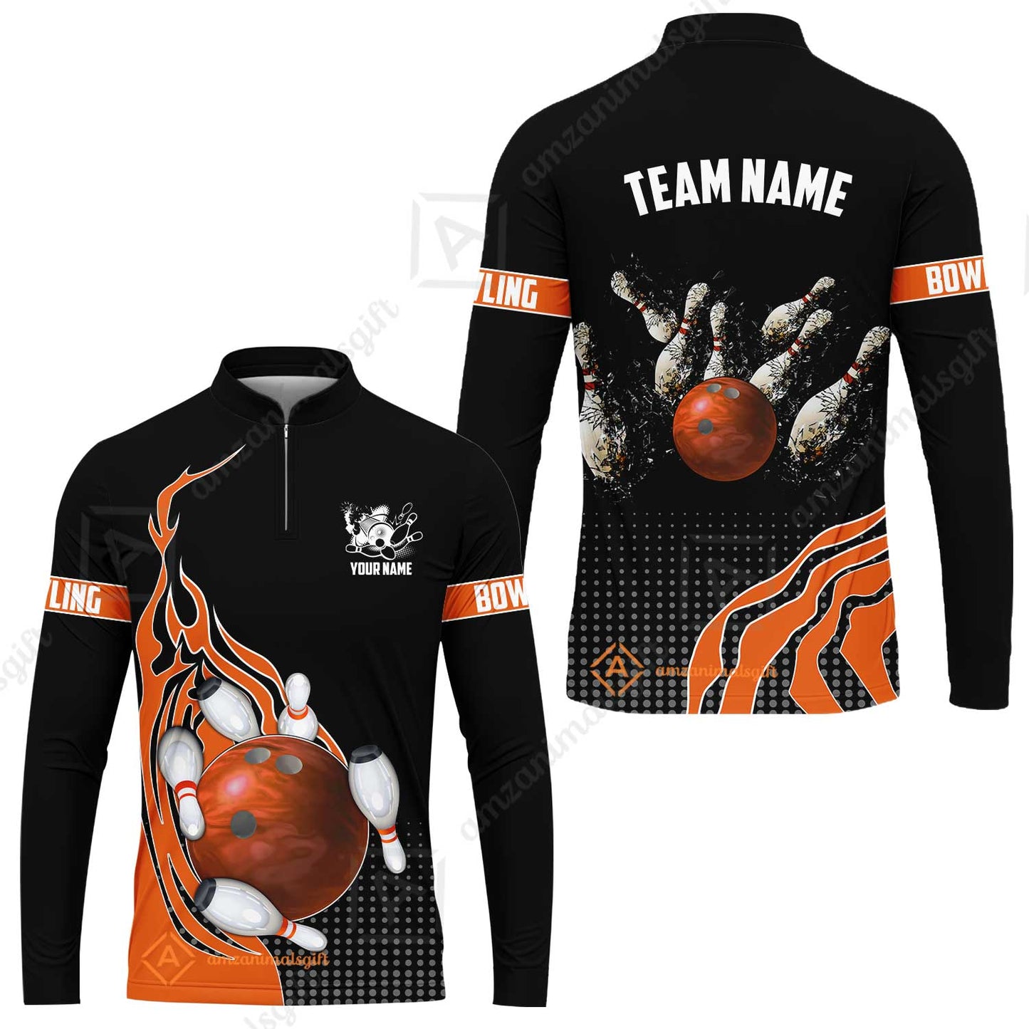 Customized Bowling Unisex Polo Shirt, Bowling And Breaking Pins Multicolor Option Customized Name And Team Name Polo Jerseys Shirts