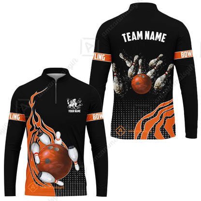 Customized Bowling Unisex Polo Shirt, Bowling And Breaking Pins Multicolor Option Customized Name And Team Name Polo Jerseys Shirts