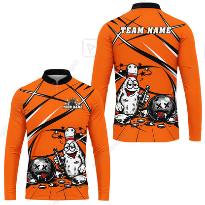 Custom Bowling Jersey Polo Shirt, Drunk Bowling Pin And Ball, Custom Bowling Jersey Team Shirt For Players With Name & Team Name