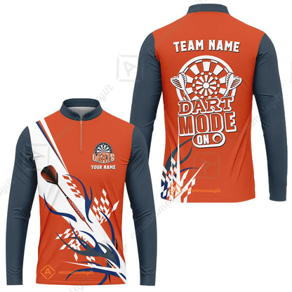 Custom Darts Mode On Multi-Color Team Jersey Polo Quarter-Zip Shirts, Customized Name Team Name Darts Team Jerseys Uniform
