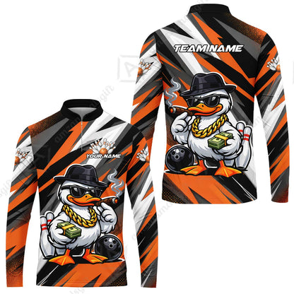 Custom Bowling Jersey Polo Shirt, Boss Hustle Duck Gangster Style, Custom Bowling Jersey Team Shirt For Players With Name and Team Name
