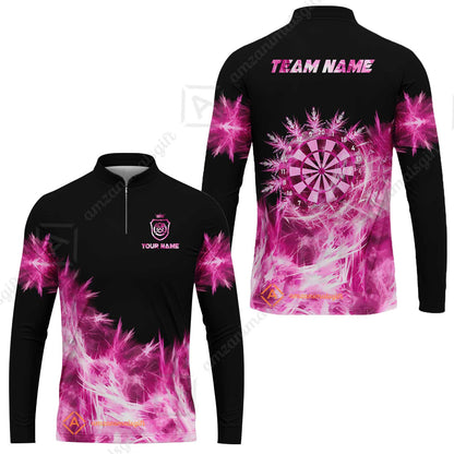 Customized Darts Long Sleeve Jersey, Darts Icy Light Black And Multi Color Team Long Sleeve Jersey For Darts Player