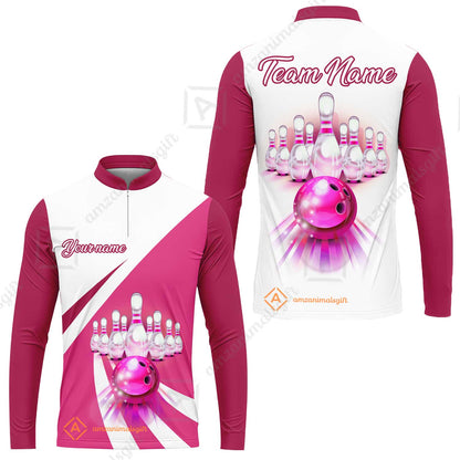 Bowling Customized Jersey White Green Shirt Rolling Bowling Tenpin Jersey Shirt, Outfit For Bowlers, Bowling Team