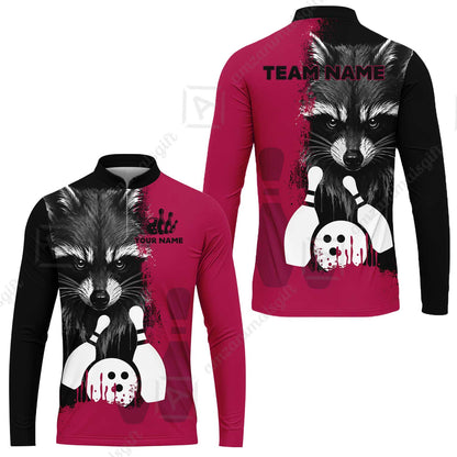 Custom Bowling Jersey Polo Shirt, Raccoon Bowling, Custom Bowling Jersey Team Shirt For Players With Name & Team Name