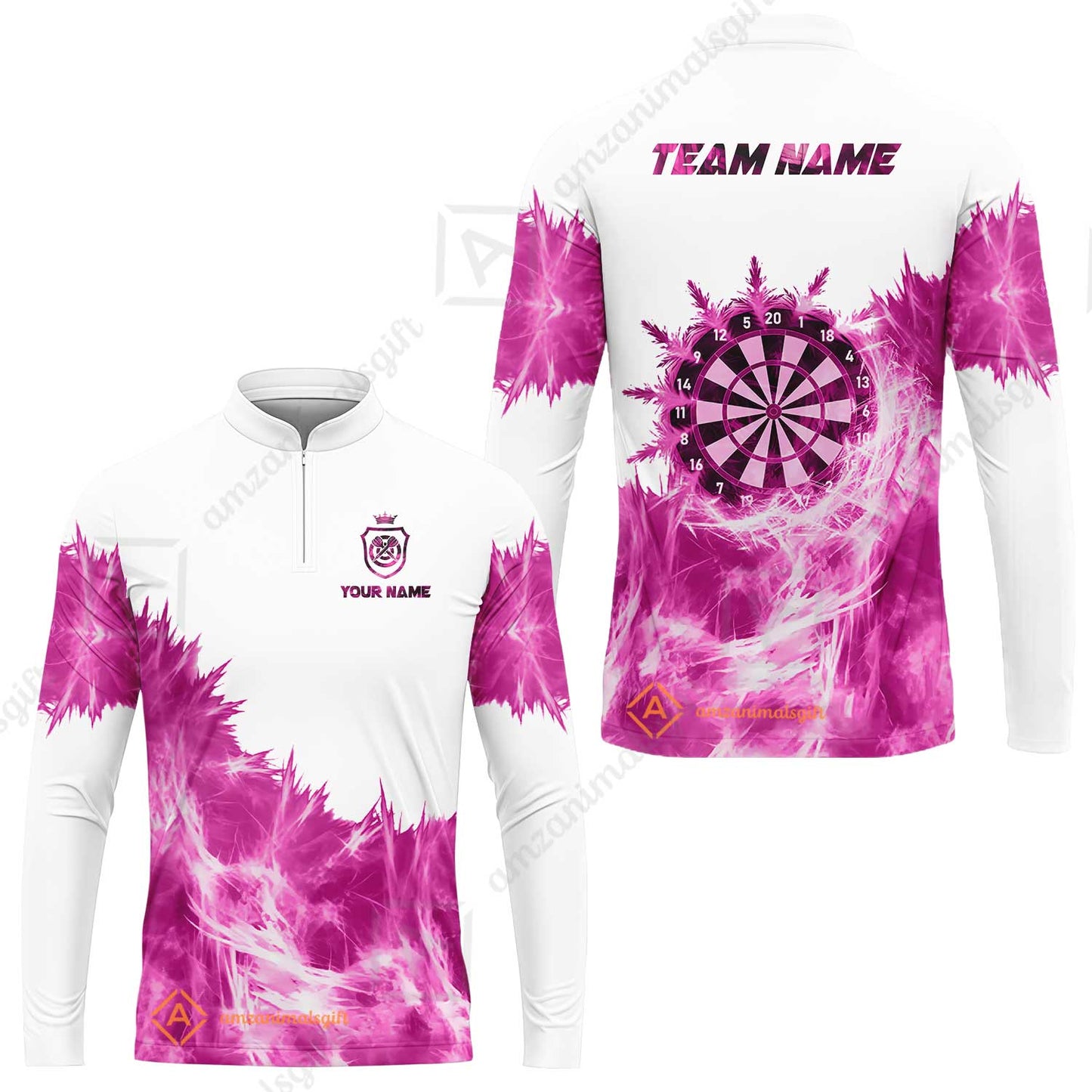Customized Darts Long Sleeve Jersey, Darts Icy Light White And Multi Color Team Long Sleeve Jersey For Darts Player