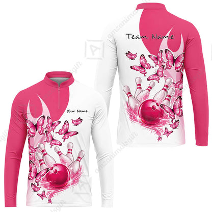 Custom Bowling Jersey Polo Shirt, Butterfly Strike, Personalized Name & Team Name