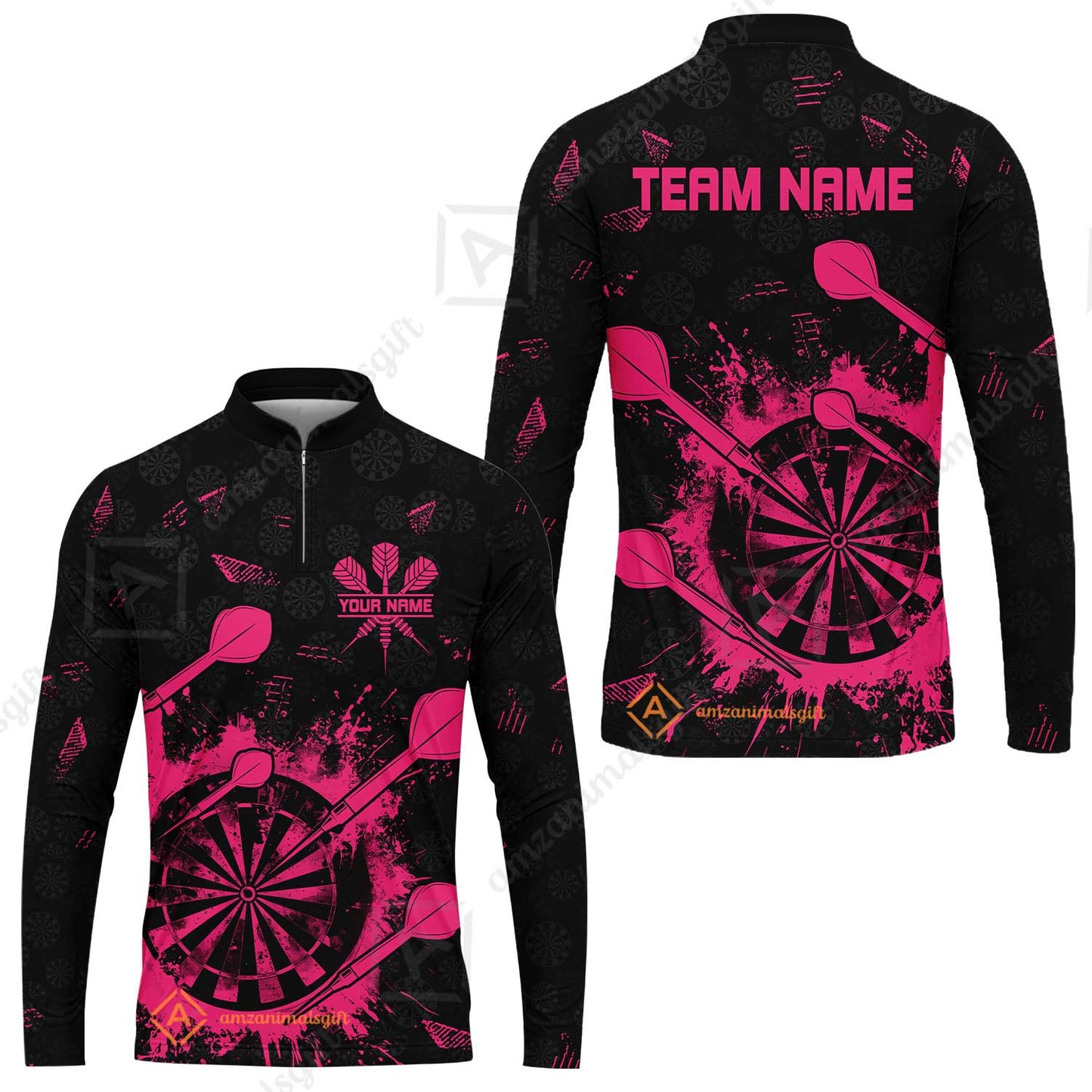 Customized Darts Long Sleeve Jersey, Darts Grunge Dartboard Long Sleeve Jersey Team Style Jersey for Darts Players