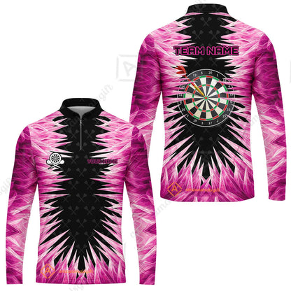 Customized Darts Long Sleeve Jersey, Darts Dartboard Ice And Fire Multicolor Custom Darts Long Sleeve Jersey Team Jersey For Darts Players