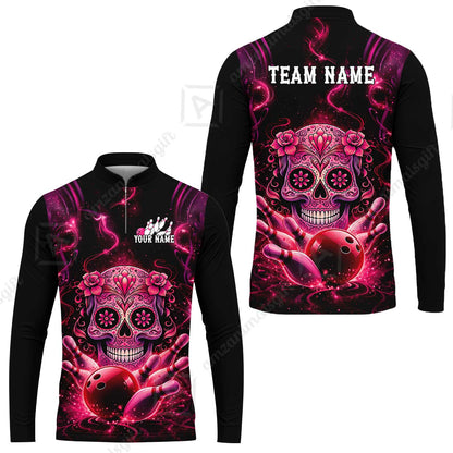 Customized Darts Team Jersey, Sugar Skull Bowler, Personalized Polo Shirt For Players With Name & Team Name