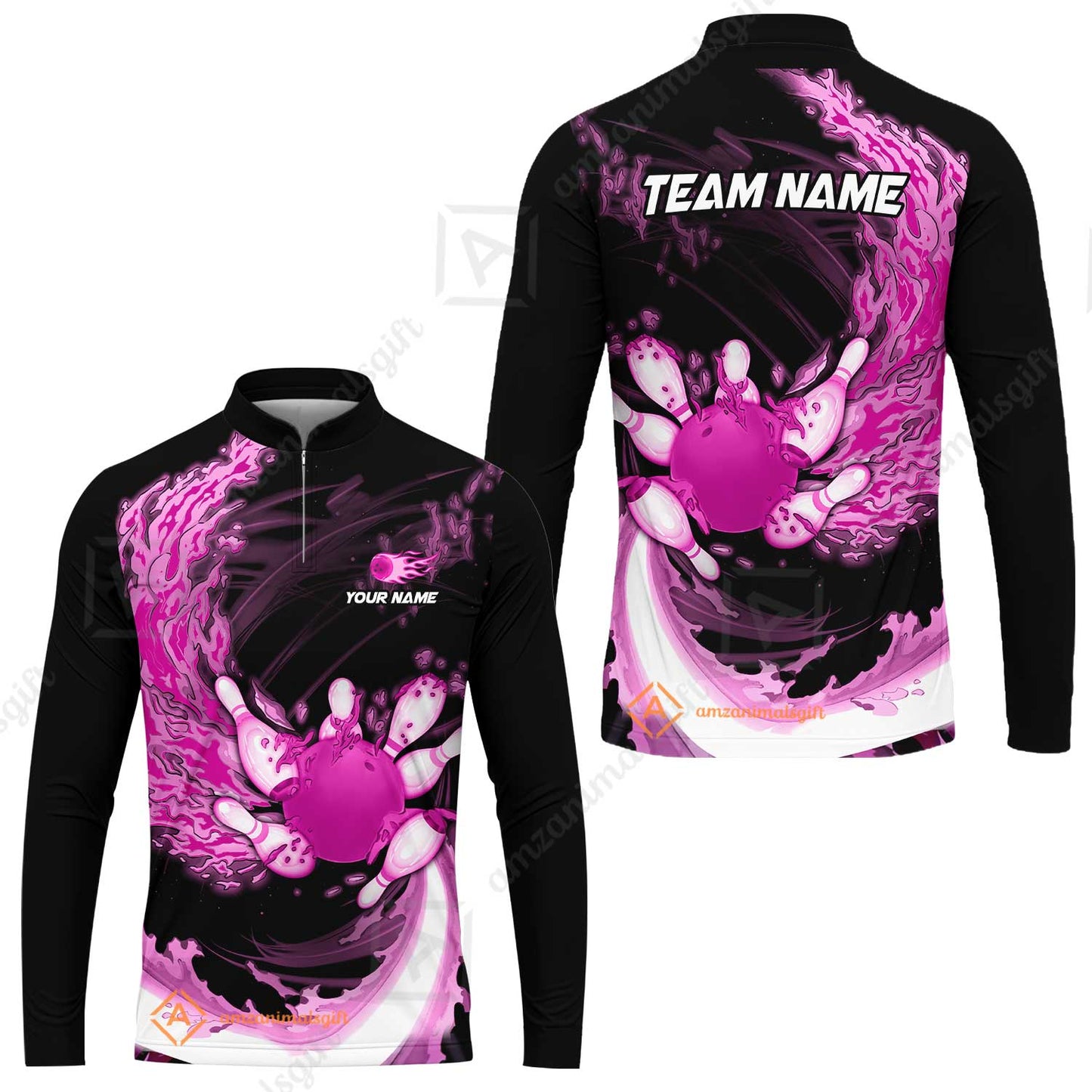 Personalized Bowling Jersey Breath Of Flaming Bowling Ball And Pins Multicolor Option Custom Name And Team Name For Bowlers