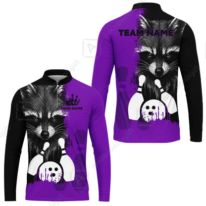 Custom Bowling Jersey Polo Shirt, Raccoon Bowling, Custom Bowling Jersey Team Shirt For Players With Name & Team Name