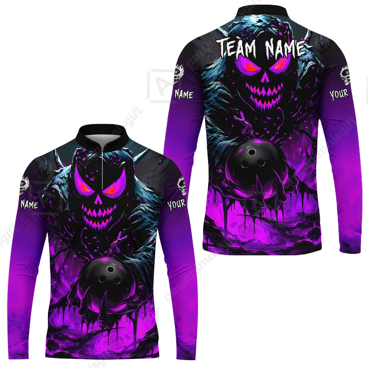 Custom Bowling Jersey Polo Shirt, Hellfire Strike, Custom Bowling Jersey Team Shirt For Players With Name & Team Name