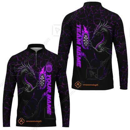 Customized Darts Long Sleeve Jersey, Big Dragon Dartboard Flame Darts Team Style Long Sleeve Jersey for Players, Jersey for Darts Players