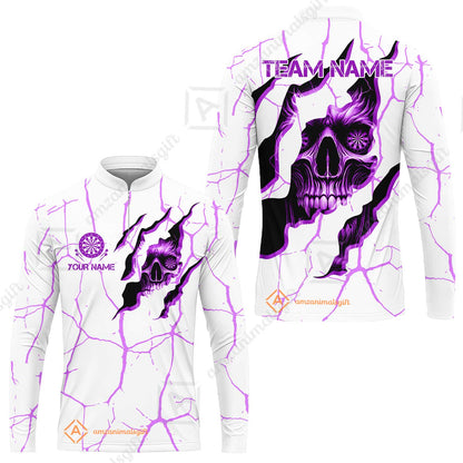 Customized Darts Long Sleeve Jersey, Torn-Up Skull Dartboard Eyes Darts Team Style Long Sleeve Jersey for Players, Jersey for Darts Players