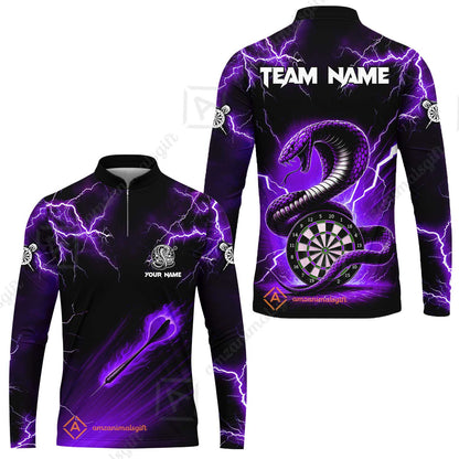 Customized Darts Long Sleeve Jersey, Darts Thunder Lightning Custom Cobra Snake Men Dart Multicolor Jersey For Darts Player