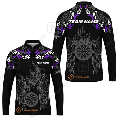 Customized Darts Long Sleeve Jersey, Dartboard Fire Flame Darts Team Style Long Sleeve Jersey for Players, Jersey for Darts Players
