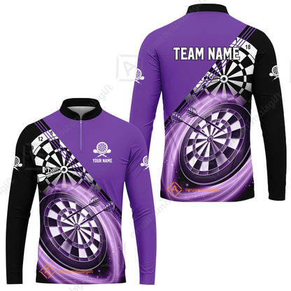 Custom Tailored Darts Team Jersey Polo Quarter-Zip Shirts, Customized Name Team Name Darts Team Jerseys Uniform