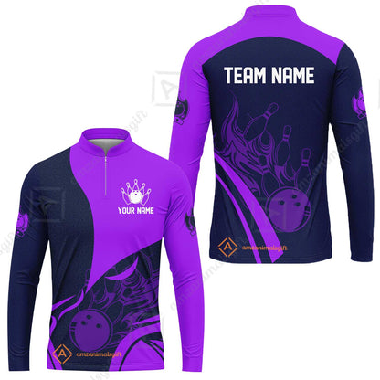 Customized Bowling Long Sleeve Jersey Shirt, Flame Bowling Multicolor Custom Team Style Uniform Long Sleeve Jersey Shirt, Outfit Jersey for Bowlers