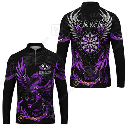 Custom Darts Team Long Sleeve Jersey, Phoenix Dartboard Wings Darts Long Sleeve Jersey, Custom Name And Team Name Darts Uniforms Jersey