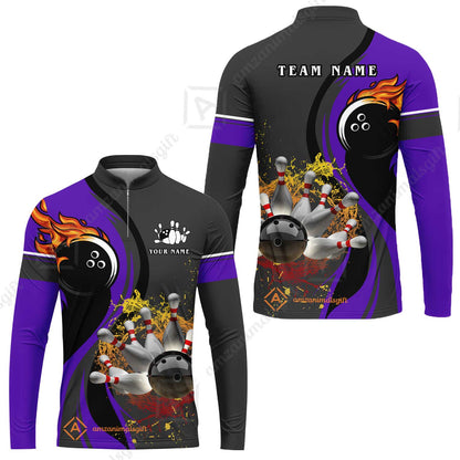 Customized Bowling Unisex Polo Shirt, Bowling And Pins Water Flow Multicolor Option Customized Name And Team Name For Bowling Team Polo Jerseys Shirts